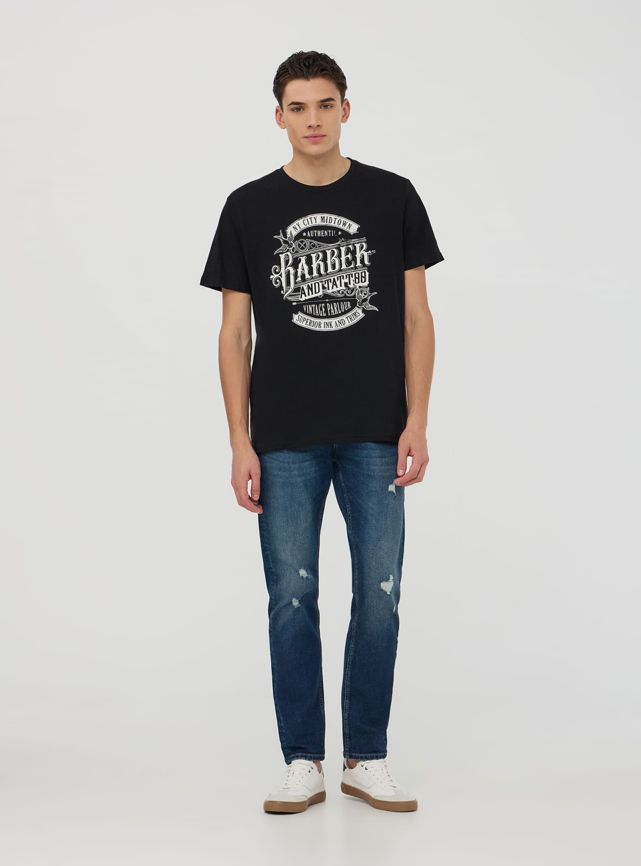 Barber print T-shirt Optical white