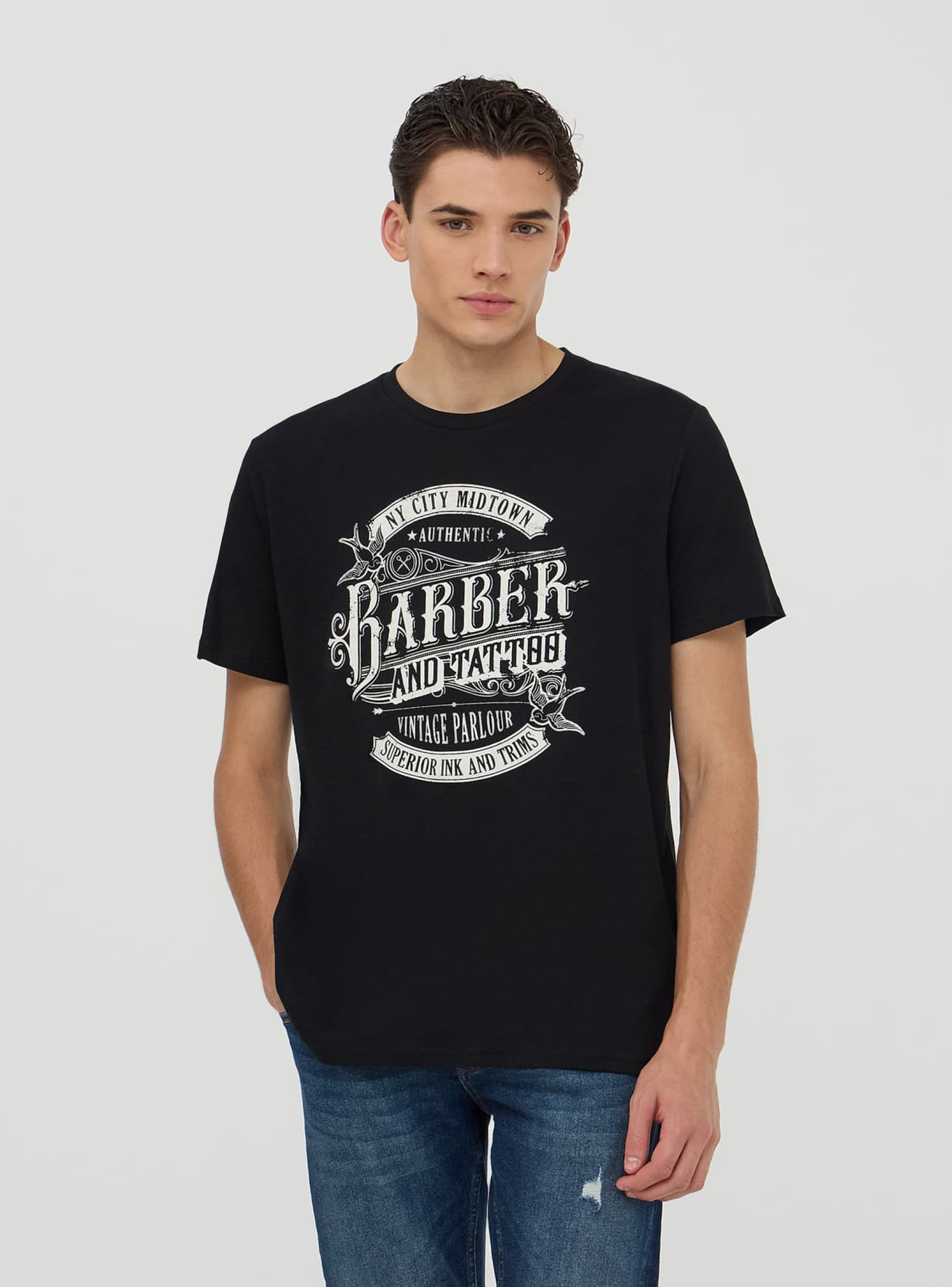 Barber print T-shirt Optical white
