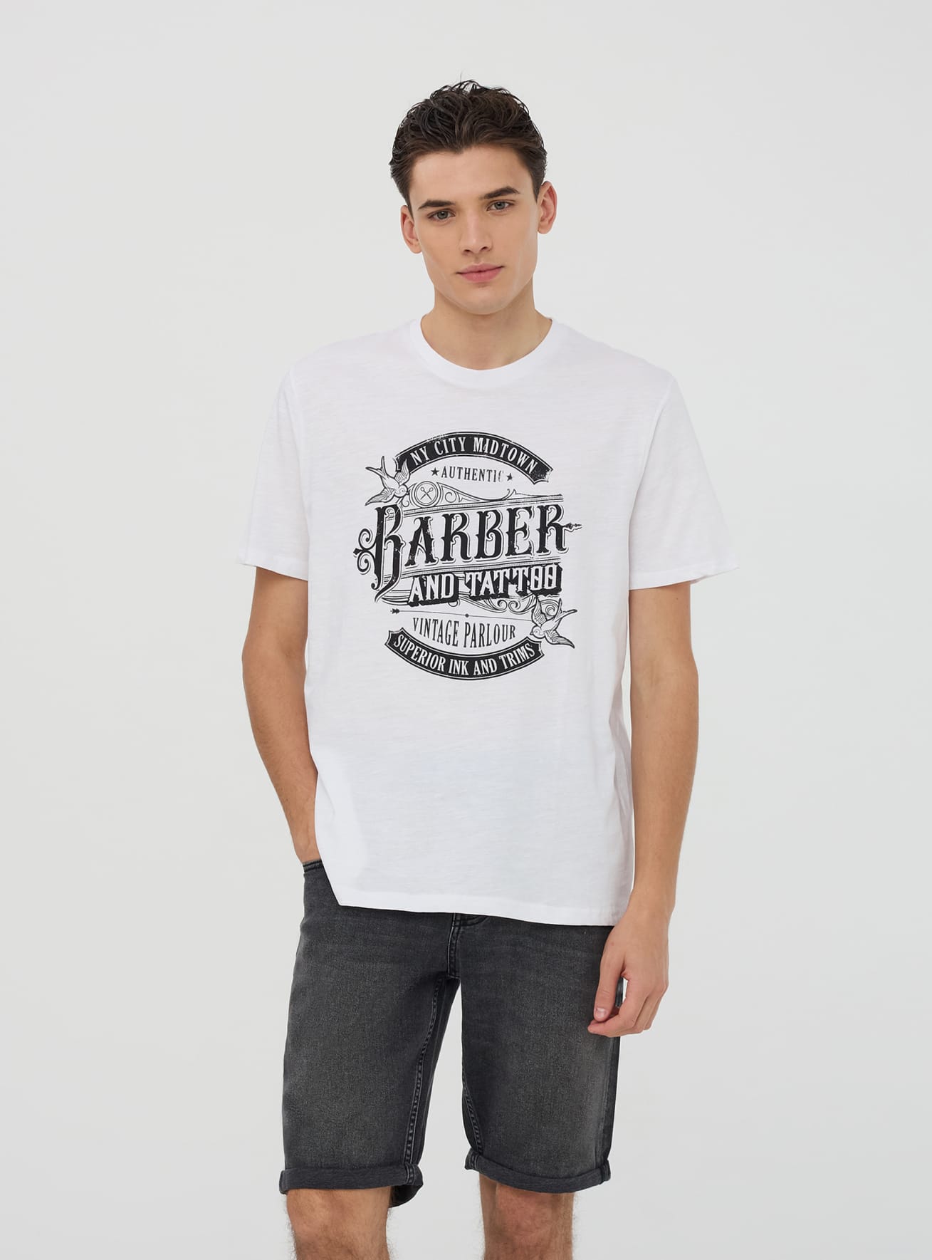 Barber print T-shirt Optical white